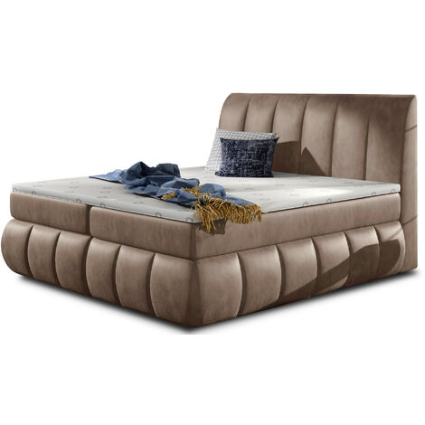 Lit continental velours marron clair Florencia-160x200 (1/5)