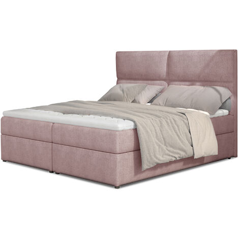 Lit continental capitonné tissu rose Weber-160x200 (1/5)