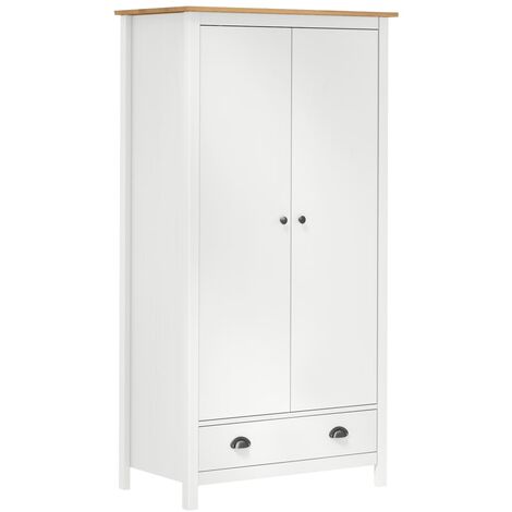 Garde-robe à 2 portes Hill Range Blanc 89x50x170 Pin solide 2 (1/5)