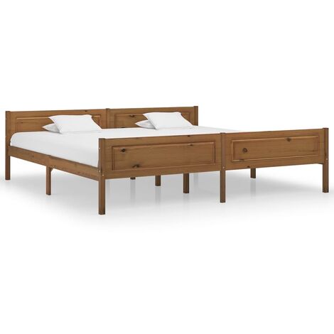 Lit Bois de pin massif Marron miel 200x200 (1/5)