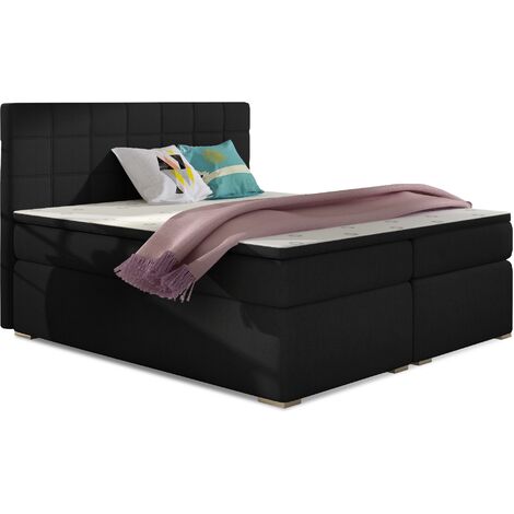 Lit chambre d'hôtel avec matelas tissu noir Alko-180x200 (1/5)