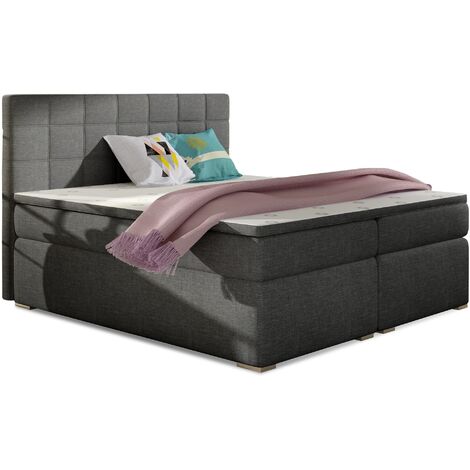 Lit chambre d'hôtel avec matelas tissu gris Alko-180x200 (1/5)