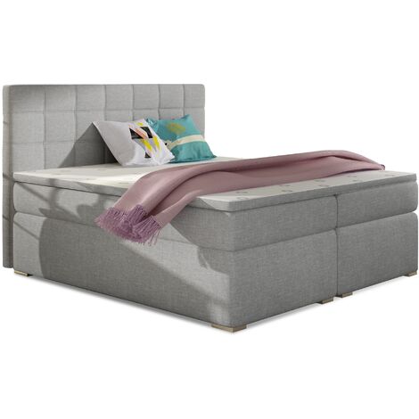 Lit chambre d'hôtel avec matelas tissu gris clair Alko-180x200 (1/5)