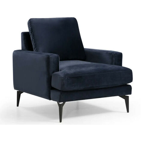 Fauteuil design tissu velouté bleu marine Kombaz 80cm (1/5)