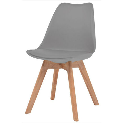 Chaise de salle à manger polypropylène et coussin simili cuir gris Kitoa - Lot de 4 (1/5)