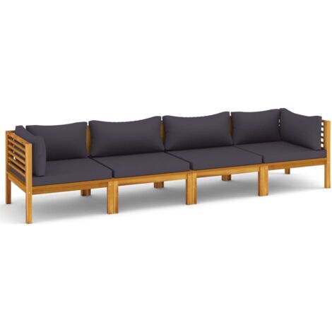 Canapé de jardin à 4 places avec coussin Bois d'acacia massif (1/5)