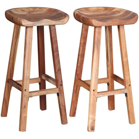 Tabouret de bar acacia clair Ilo - Lot de 2 (1/5)
