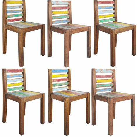 Chaises de salle à manger 6 pcs Bois de récupération solide (1/5)