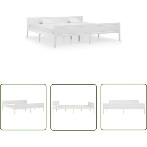 Lit Bois de pin massif Blanc 200x200 (1/5)