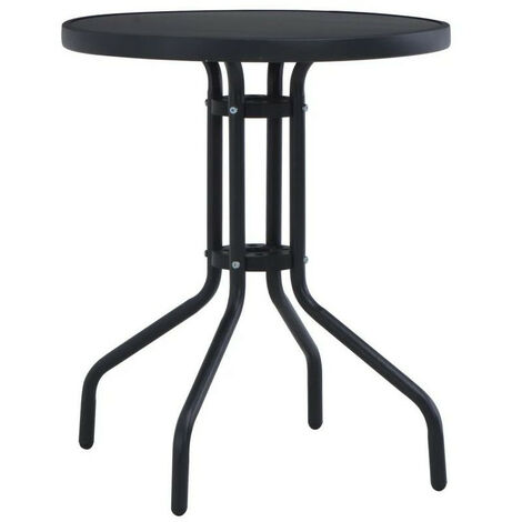 Table de jardin ronde verre et métal noir Colee (1/2)
