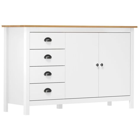 Buffet Hill Range Blanc 130x40x80 Bois de pin solide 2 (1/5)