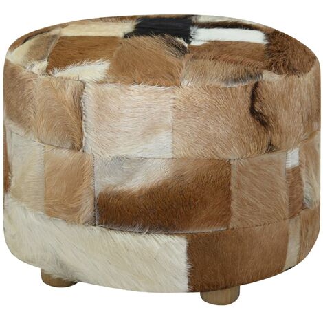 Pouf Cuir véritable Rond 50 x 50 x 45 cm (1/5)