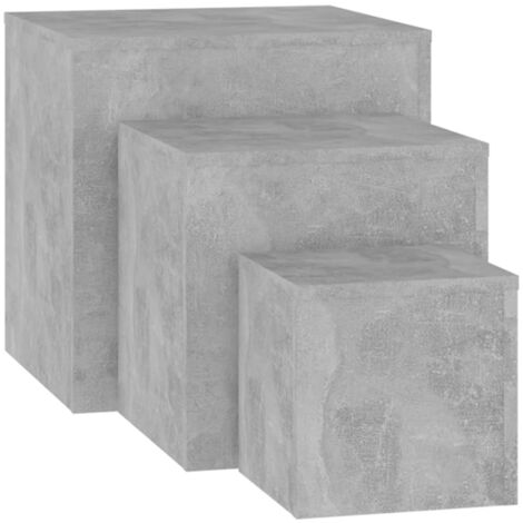 Tables d'appoint bois gris béton Palo - Lot de 3 (1/5)