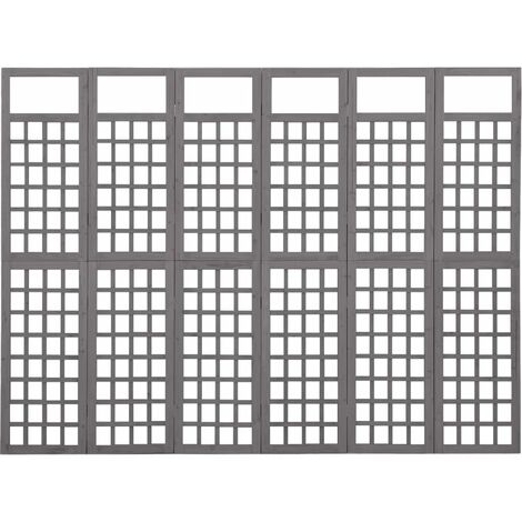 Cloison de séparation à 6 panneaux Bois de pin Gris 242,5x180 (1/5)