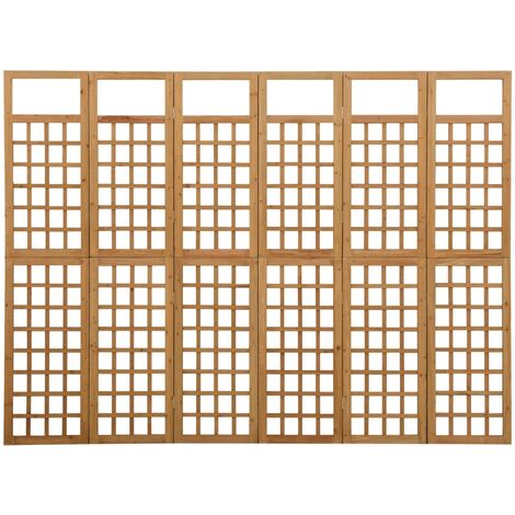 Les Tendances – Cloison de séparation paravent 6 panneaux en bois de sapin massif 242,5x180 cm – Design pliable pour espace intérieur et extérieur