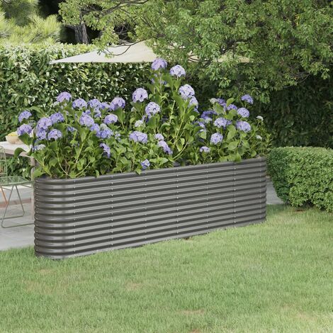 Jardinière de jardin Acier enduit de poudre 260x40x68 cm Gris (1/5)