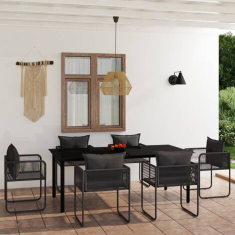 Ensemble de salle à manger de jardin 7 pcs Noir 36 (1/5)