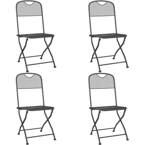 Chaises pliables de jardin 4 pcs Maille métallique Anthracite (1/5)