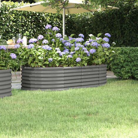 Jardinière de jardin Acier enduit de poudre 152x80x36 cm Gris (1/5)