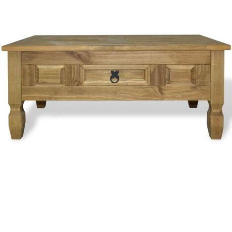 Table basse pin massif naturel Mexica (1/5)