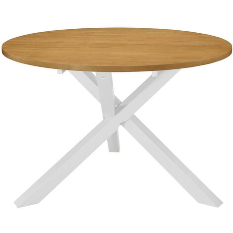 Table à manger ronde bois blanc et naturel Chika 120 (1/4)