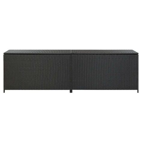 Coffre de jardin en résine tressée Zameno - Pratique et durable 200 cm-Noir-Largeur 200 cm