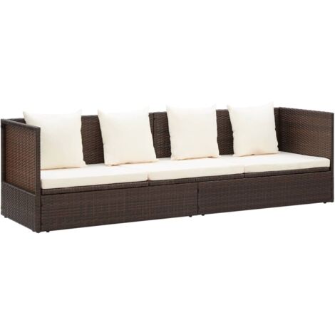 Canapé de jardin et coussin et oreillers Résine tressée Marron (1/5)