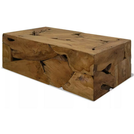 Table basse rectangulaire teck massif foncé Kyral (1/5)