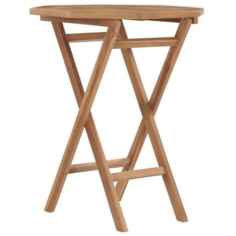 Table de jardin octogonale pliable teck massif clair Ressa (1/3)