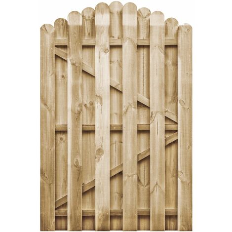 Les Tendances – Portail bois de pin imprégné 100x150 cm – Design en arche – Résistant aux intempéries et à la pourriture – Écologique