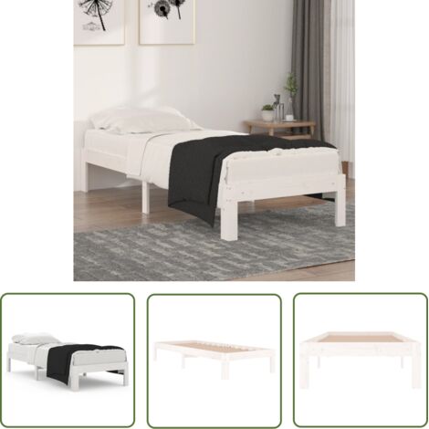 Lit Blanc Bois massif 75x190 Petit simple 3 (1/5)