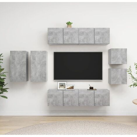 Ensemble de meuble TV 8 pcs Gris béton (1/5)