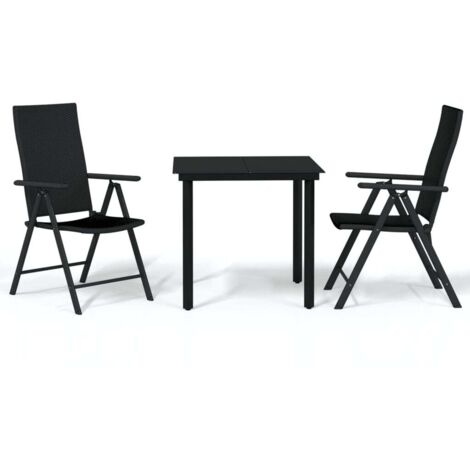 Ensemble de salle à manger de jardin 3 pcs Noir 17 (1/5)