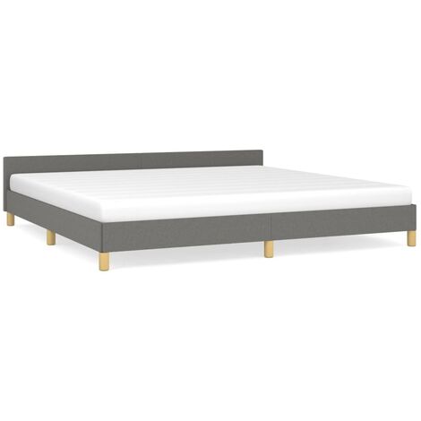 Lit avec tête de lit Gris foncé 200x200 Tissu (1/5)