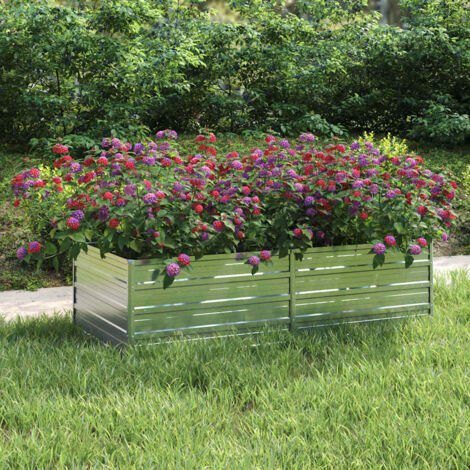 Lit surélevé de jardin 160x80x45 cm Acier galvanisé Argenté (1/5)