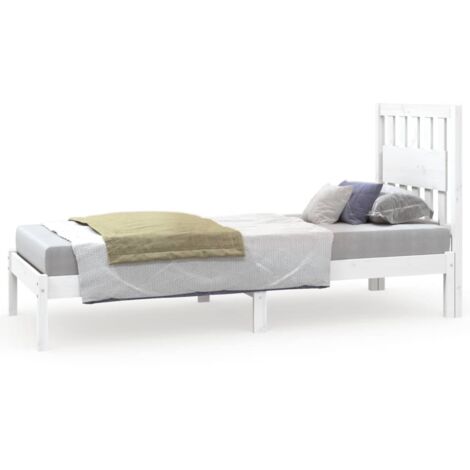 Lit Blanc Bois de pin massif 75x190 Petit simple (1/5)