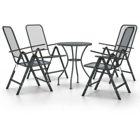 Mobilier à dîner de jardin 5 pcs Maille Métal Anthracite 3 (1/5)