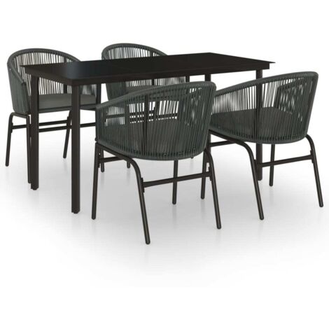 Ensemble de salle à manger de jardin 5 pcs Anthracite 11 (1/5)