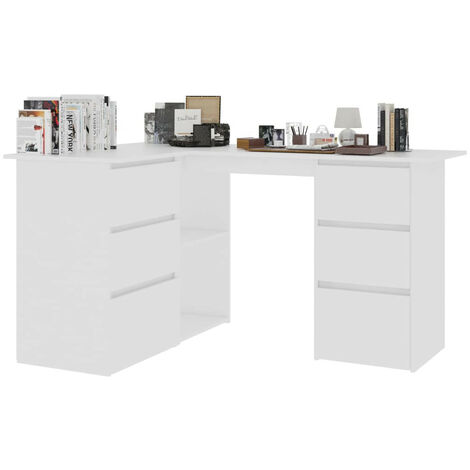 Bureau d'angle Blanc 145x100x76 (1/5)