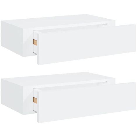 Étagères à tiroirs murales 2 pcs Blanc 40x23,5x10 MDF (1/5)
