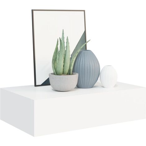 Étagère à tiroir murale Blanc 40x23,5x10 MDF (1/5)