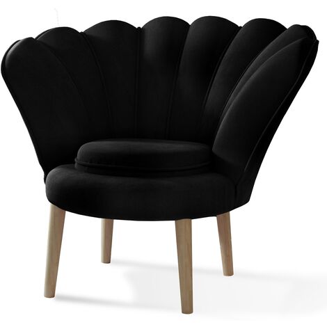 Fauteuil coquillage velours noir Skidra (1/5)