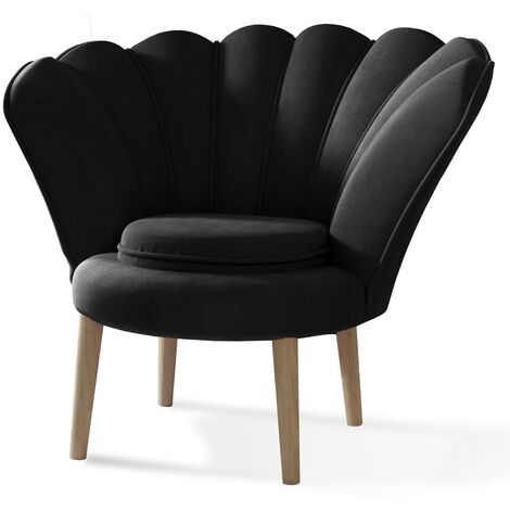 Fauteuil coquillage velours anthracite Skidra (1/5)