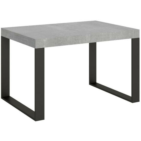 Table extensible 130 à 390cm gris béton et pieds métal anthracite Tiroz (1/5)