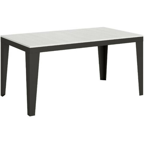 Table rectangulaire extensible 6 à 20 places L 180 à 440cm blanc et pieds acier gris foncé Flavien (1/5)
