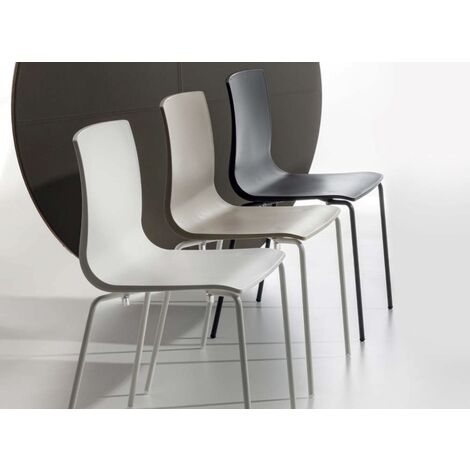 Chaise en polypropylène et pieds en métal Vanya - Lot de 4-Blanc cassé (1/5)