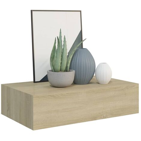 Étagère à tiroir murale Chêne 40x23,5x10 MDF (1/5)