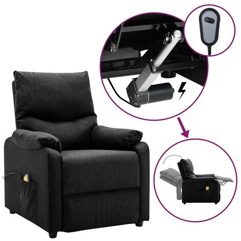 Fauteuil de massage inclinable électrique Noir Tissu 6 (1/5)