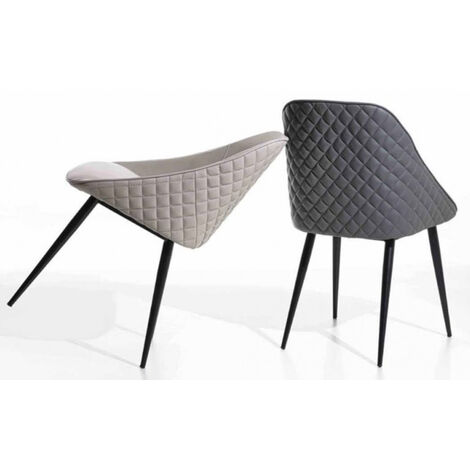 Chaise faux cuir et pieds métal Jacky - Lot de 2-Gris anthracite (1/5)