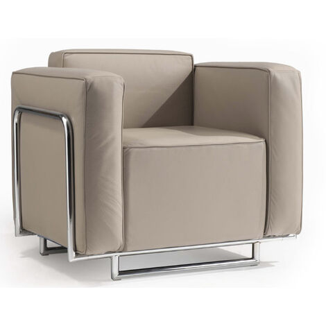 Fauteuil design faux cuir et acier chromé Sieka - 82cm-Blanc (1/4)